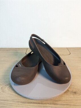 Crocs Olivia Jeweled Brown Sling Back Mary Jane Lightweight Comfort Womens 9